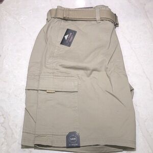 Weatherproof Men's Khaki/Tan Cargo Shorts with Belt